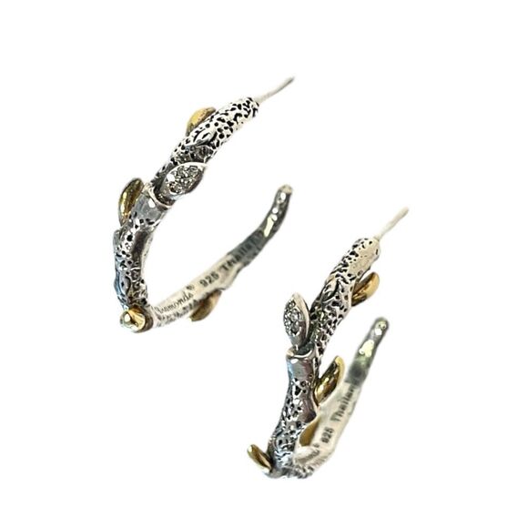 Stephen Dweck Vine Hoop Earrings, 18k YG, .925 & Dweck Diamonds - Picture 9 of 11
